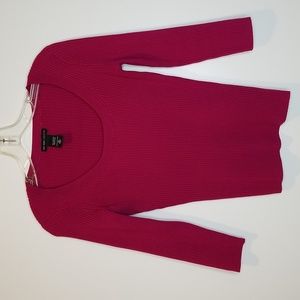 New York & Co Magenta Pink Ribbed Sweater 3/4 Length Sleeves Women's Sz M